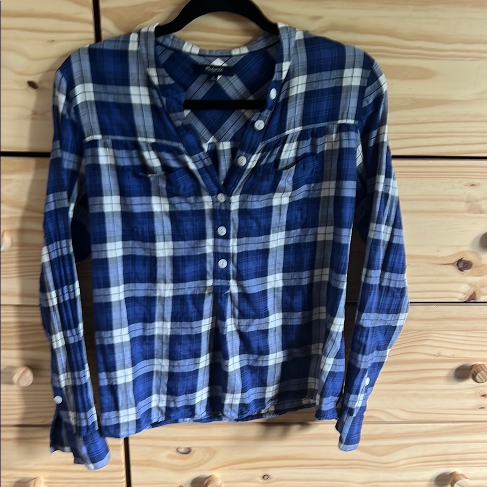 Madewell Blue Plaid Blouse